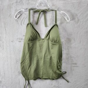 Salt + Cove Tankini Top Olive Green Halter‎ Tank Ribbed Drawstring Sides Size L